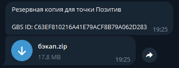 Пример резервной копии в Telegram